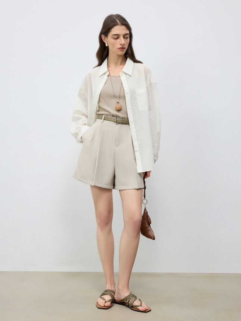 High-Waisted White Summer Shorts for Women – Wide Leg, Office to Casual Look - Image 3