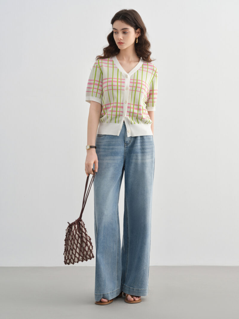 Plus-Size High-Waist Wide-Leg Galaxy Jeans for Summer – Silver Detail Denim - Image 2