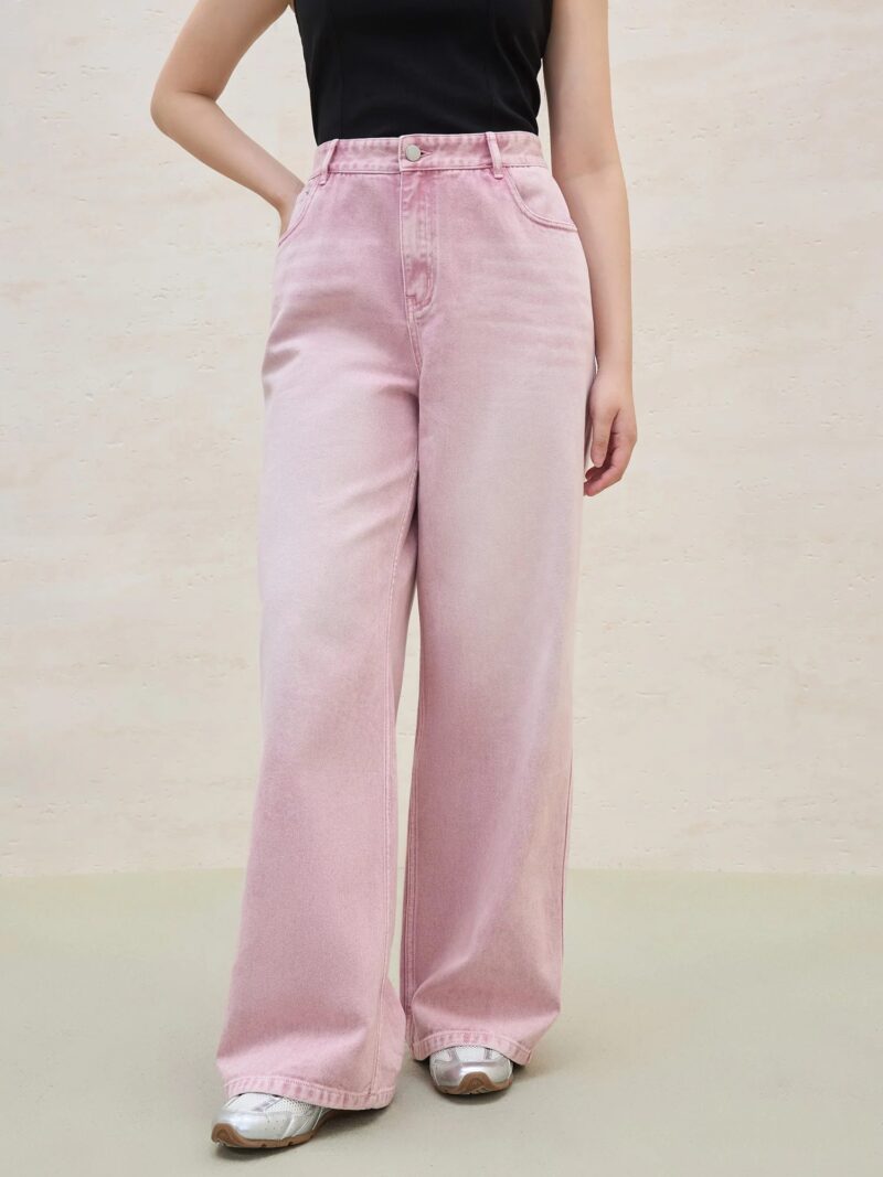 Vintage High Waist Wide Leg Distressed Jeans for Women - Image 2