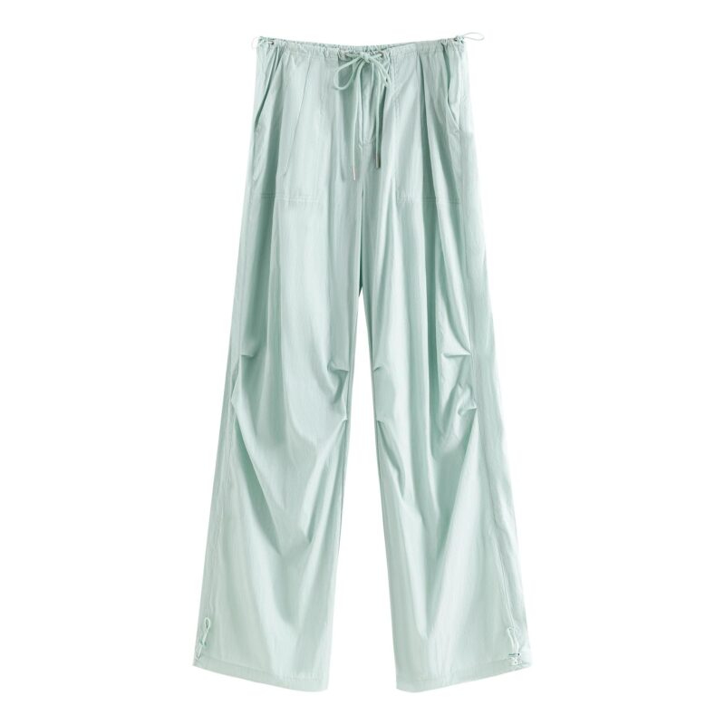 Summer Light Green Elastic High-Waist Casual Overalls for Women