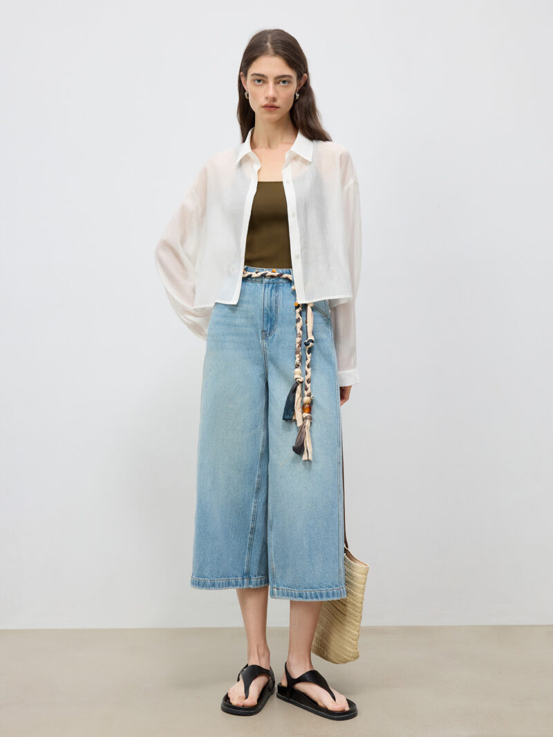 Petite Wide-Leg Mid-Calf Jeans for Women - Image 4