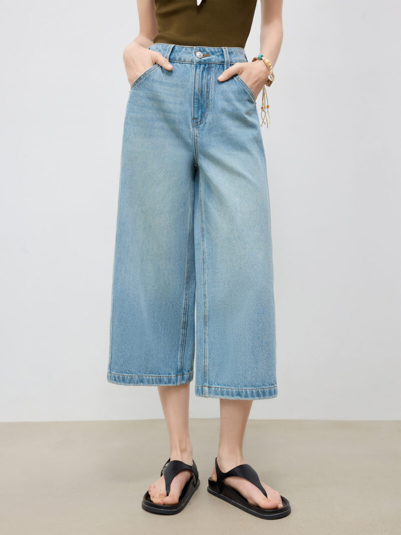Petite Wide-Leg Mid-Calf Jeans for Women - Image 2