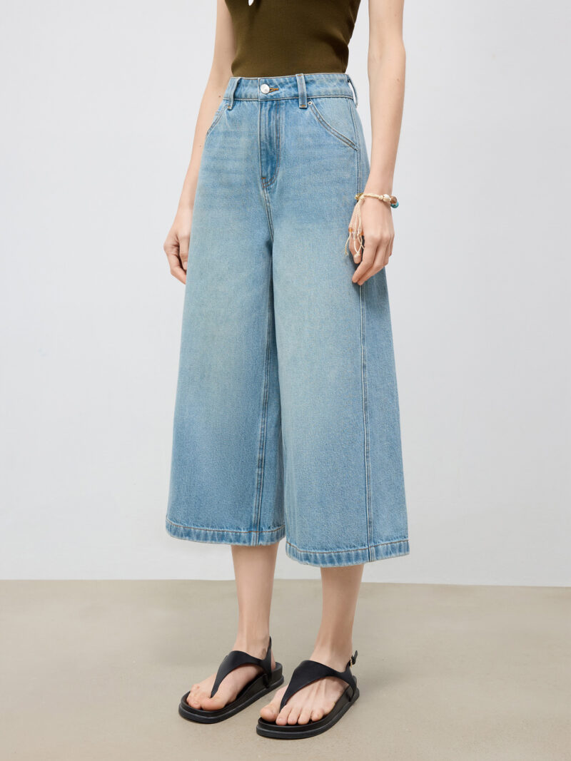 Petite Wide-Leg Mid-Calf Jeans for Women - Image 5