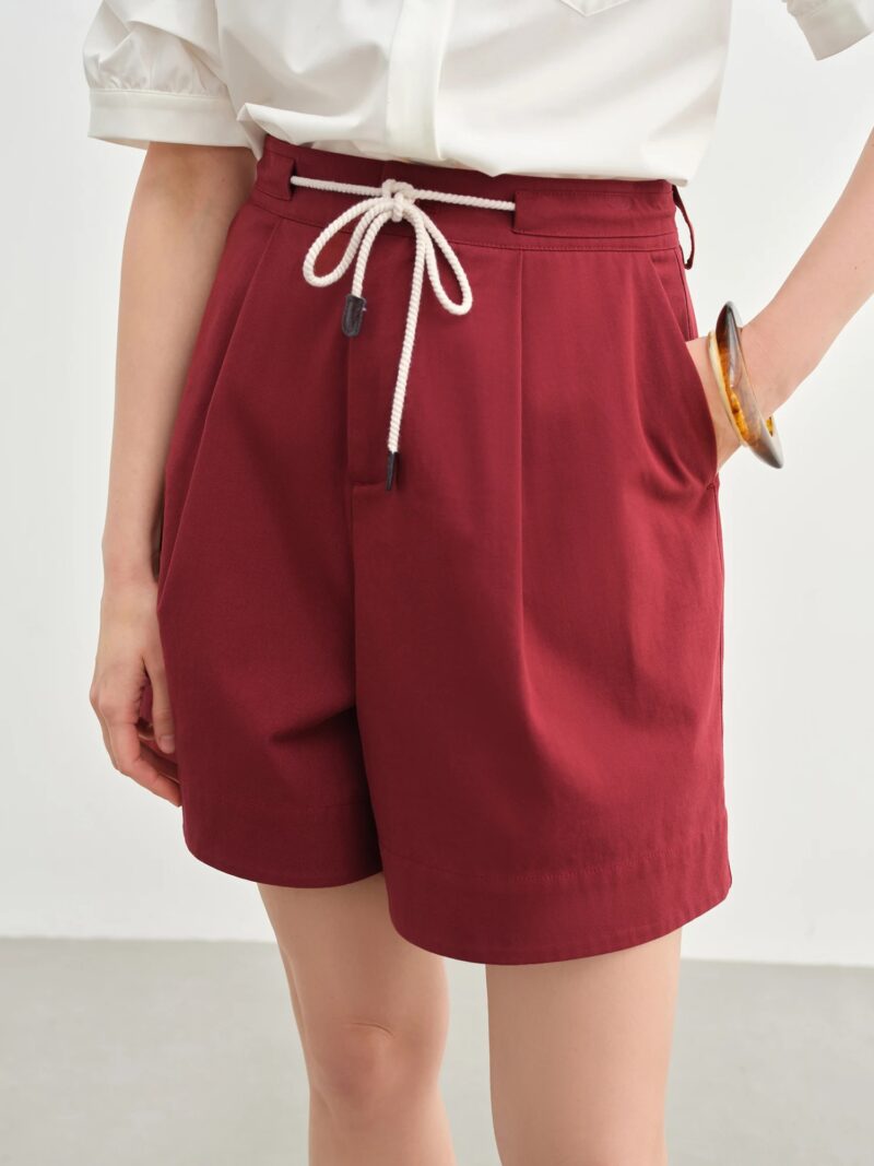 White Wide-Leg Drawstring Casual Summer Shorts for Women - Image 7