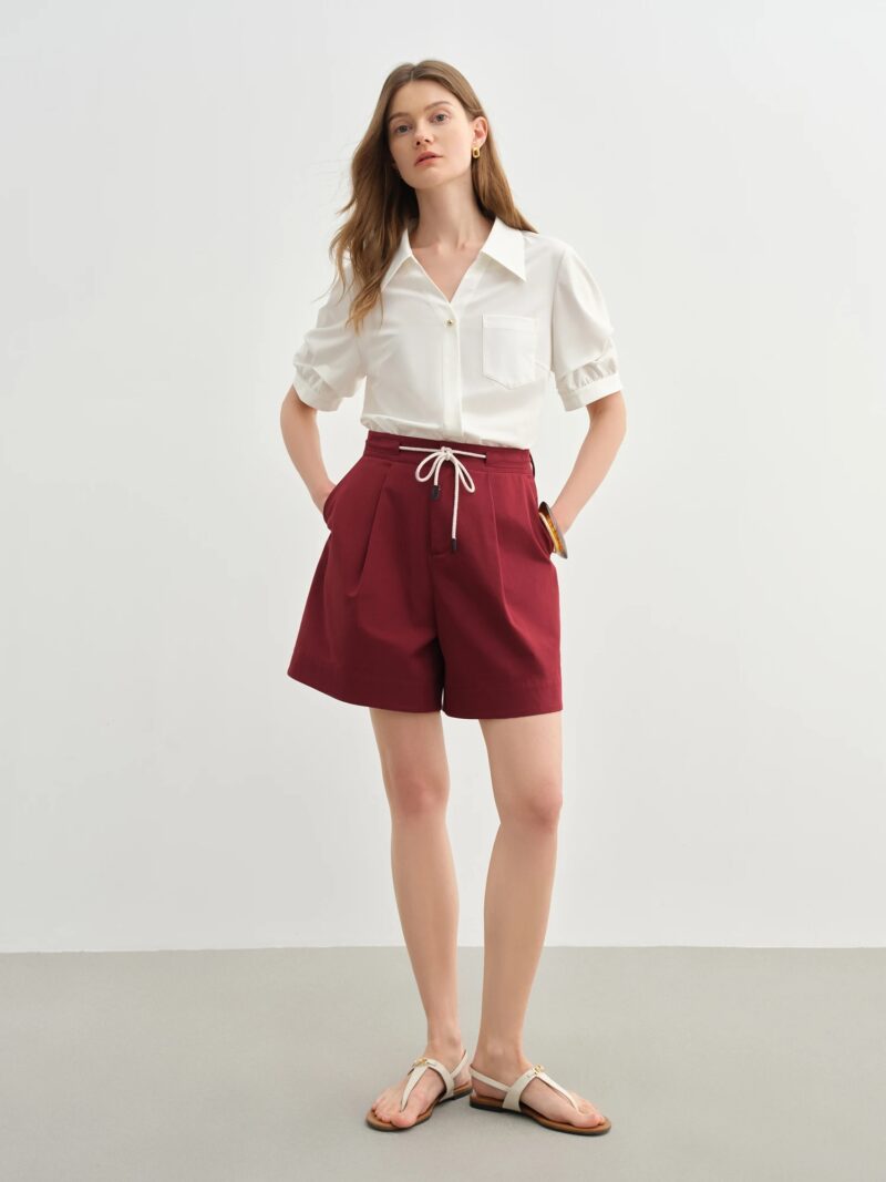 White Wide-Leg Drawstring Casual Summer Shorts for Women - Image 6