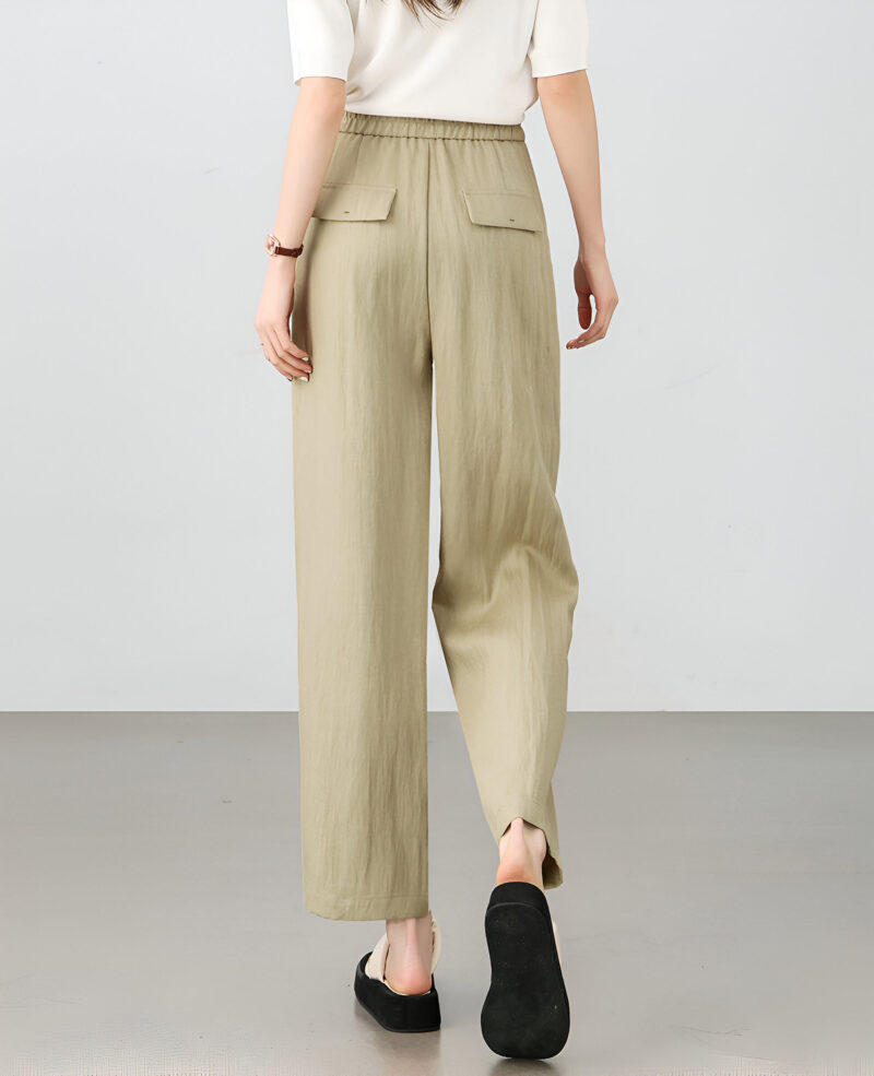 High Waist Linen Blend Straight Pants for Women – Casual Office Style - Image 5