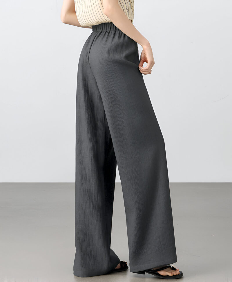 Women's Wool Blend Straight Pants – High Waist, Pleated, Full-Length - Image 5