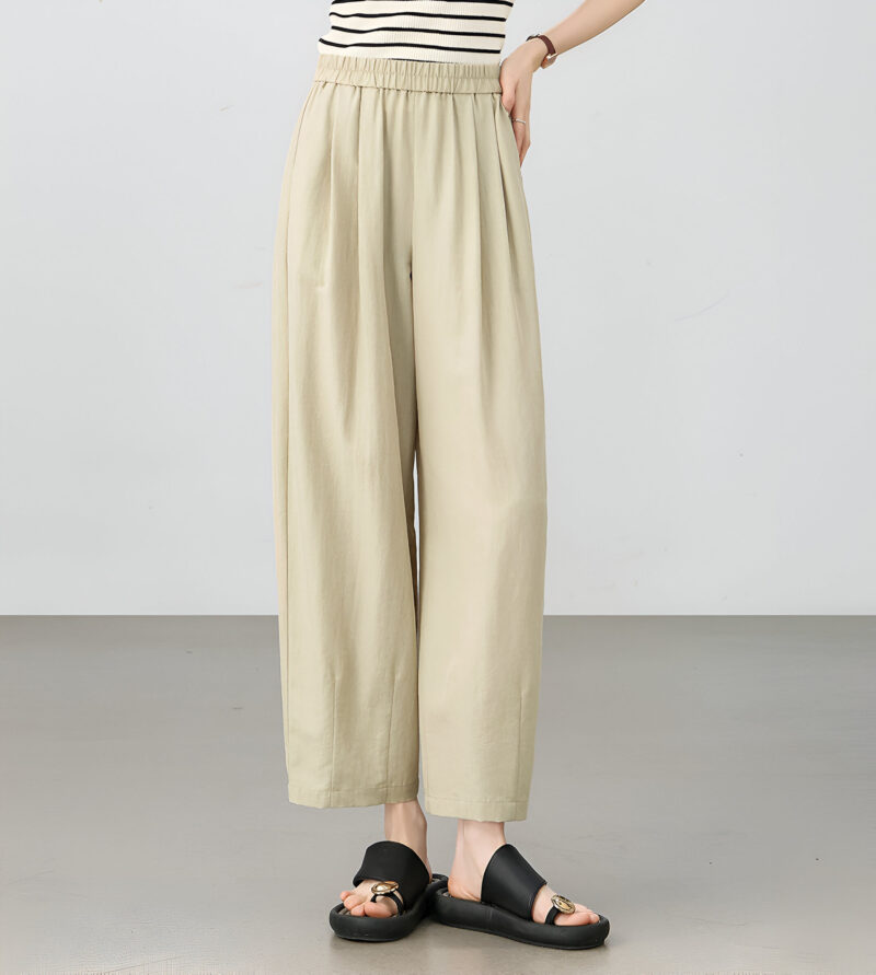 Women's Wide-Leg Lyocell Ankle Pants – High Waist, Spring/Summer Office Look - Image 3
