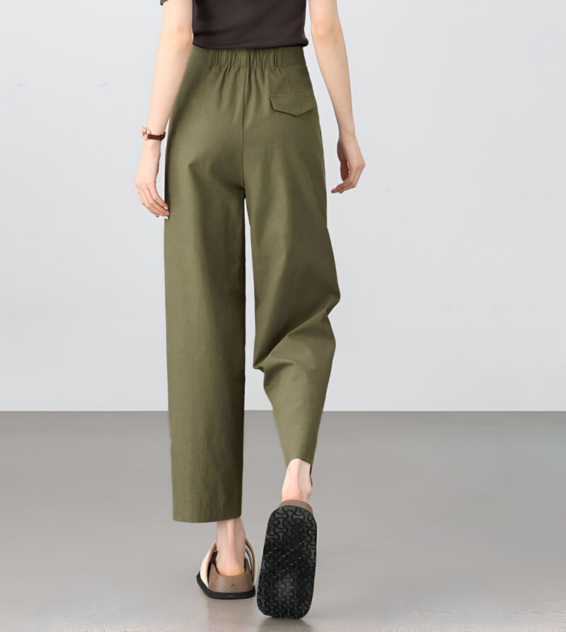 High-Waist Lyocell Cotton Office Pants for Women – Ankle-Length, Straight Fit - Image 5