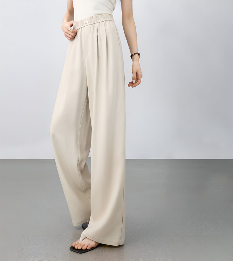 High Waist Wide Leg Lyocell Linen Pants for Women – Spring Summer Trousers - Image 2