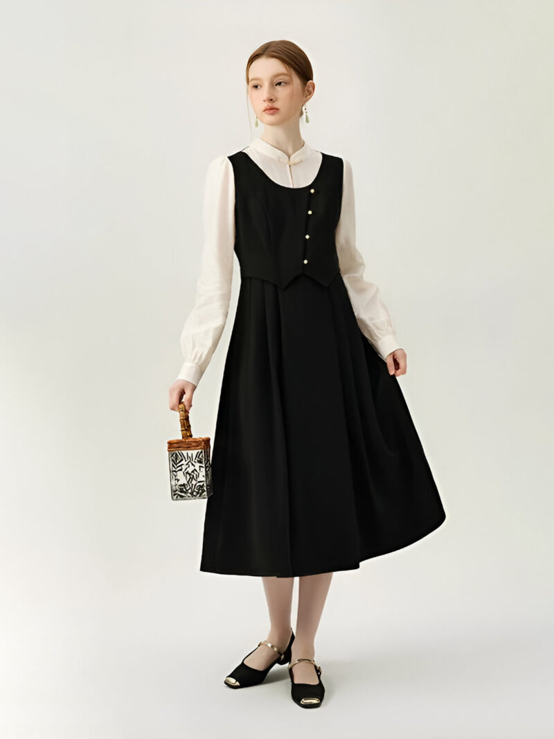 Elegant Fake Two-Piece Turtleneck Dress for Women - Image 4