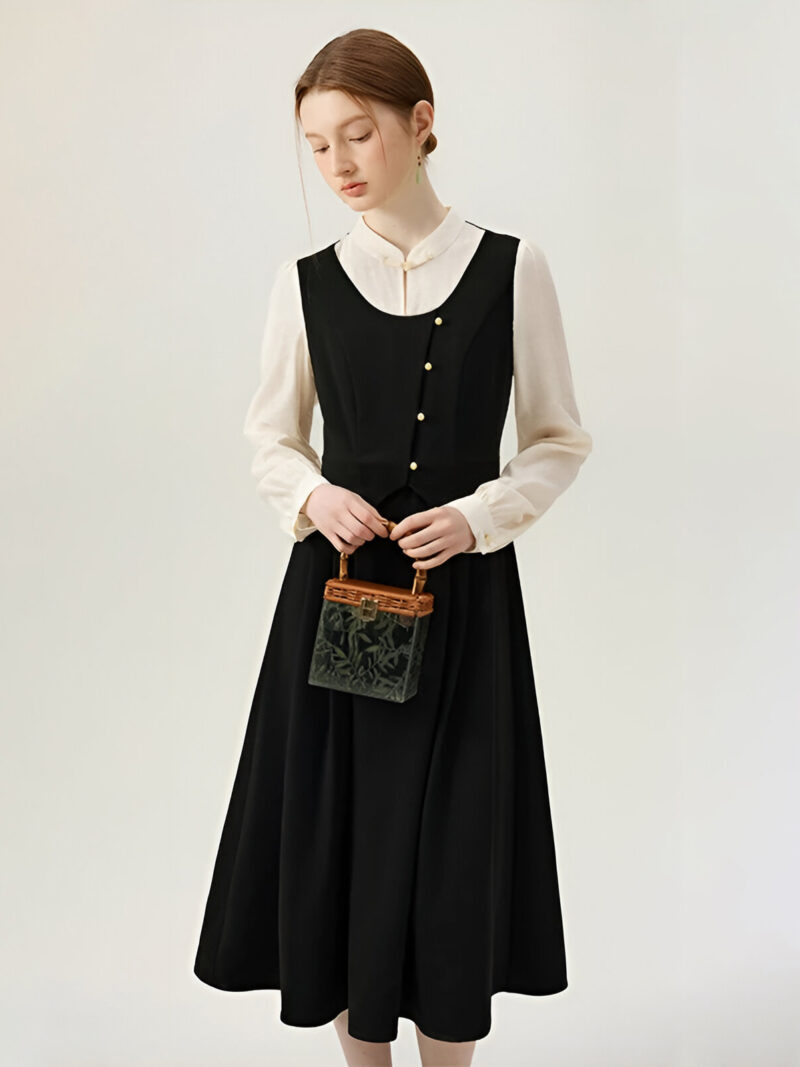 Elegant Fake Two-Piece Turtleneck Dress for Women - Image 5
