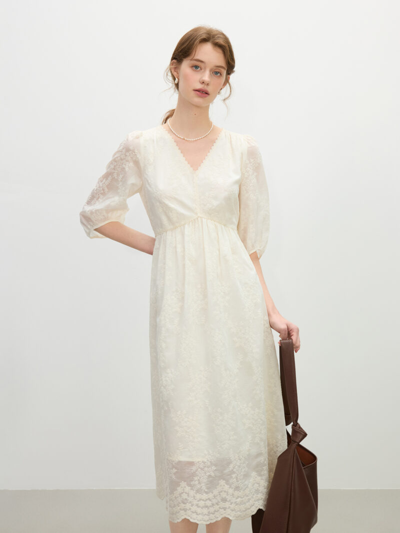 Elegant Lace V-Neck Maxi Dress - Image 3