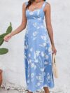 Women's Sleeveless V-Neck Print Midi Dress