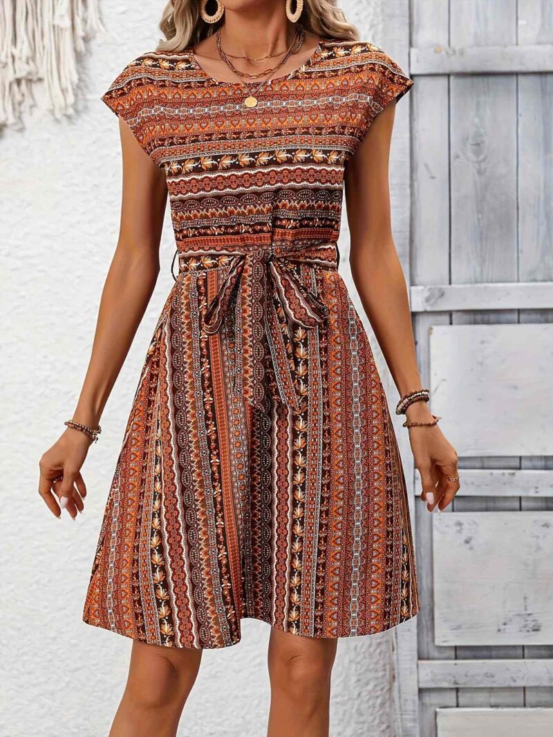 Summer Vintage Printed A-Line Midi Dress – Casual & Elegant Look - Image 2