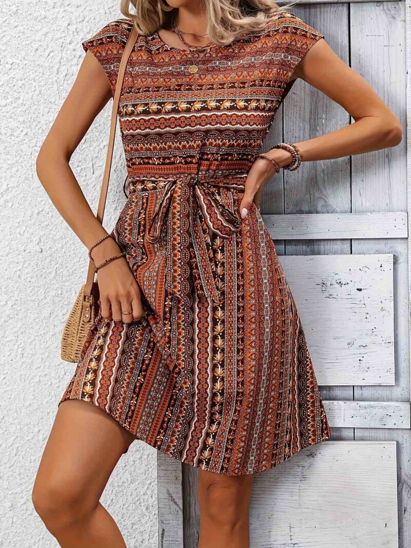 Summer Vintage Printed A-Line Midi Dress – Casual & Elegant Look - Image 5
