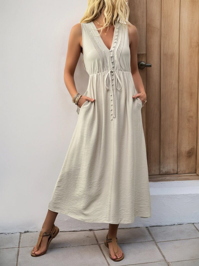 Elegant Summer A-Line Midi Dress for Women - Image 2