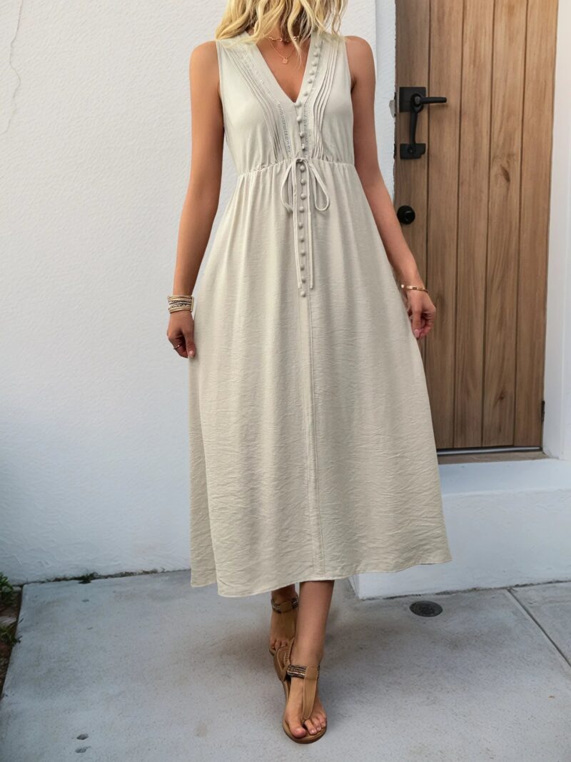 Elegant Summer A-Line Midi Dress for Women - Image 4