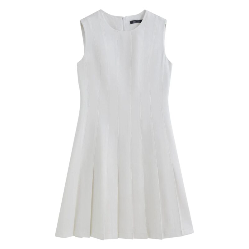 Minimalist Old Money Sleeveless A-Line Pleated Dress for Women