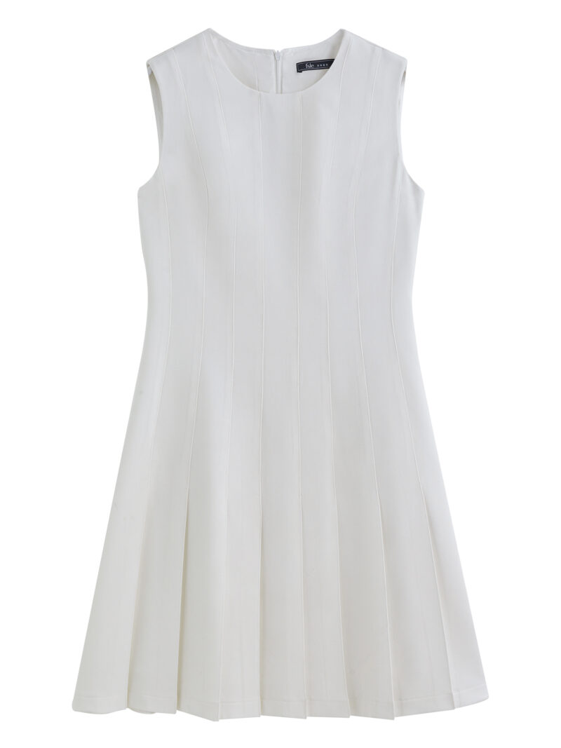Minimalist Old Money Sleeveless A-Line Pleated Dress for Women - Image 7