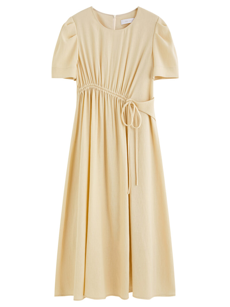 Chic Summer A-Line Dress with Drawstring Waist and Lantern Sleeves - Image 6