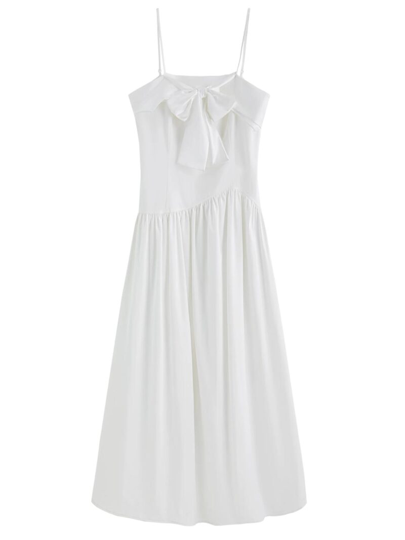 Elegant Minimalist A-Line Strappy Dress – Old Money Style, Mid-Calf Length - Image 6