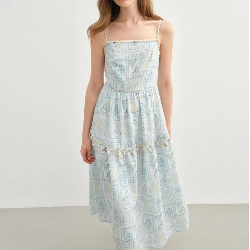 2-Piece Summer Suspender Dress and Denim Jacket Set