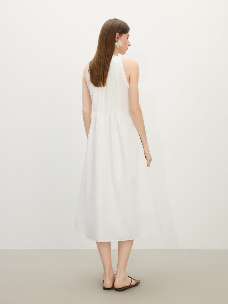 Elegant Slim A-Line Pleated Halter Neck Dress - Image 5