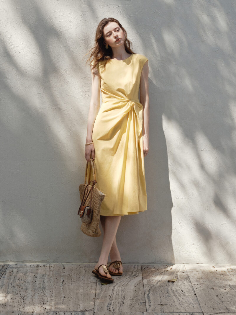Minimalist High Waist Sleeveless A-Line Cotton Dress – Summer Mid-Calf Style - Image 2
