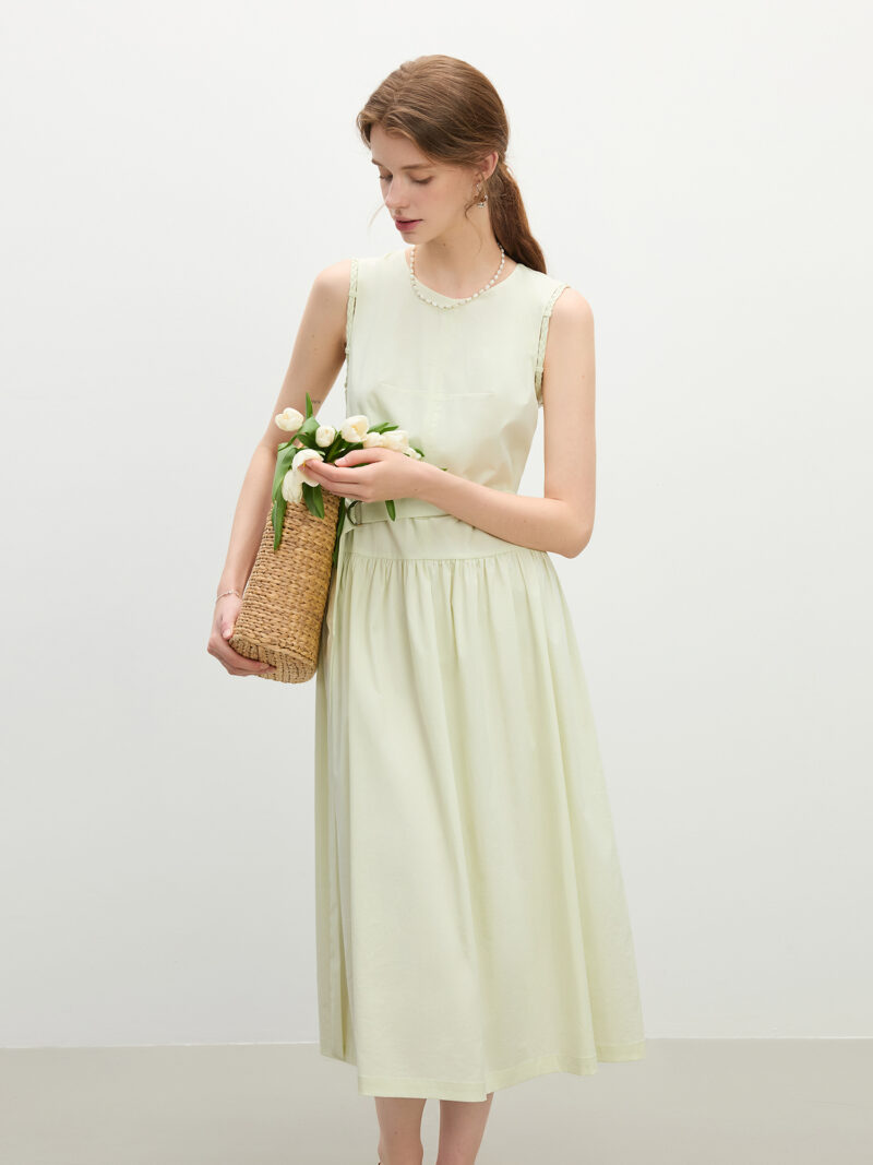 Elegant Summer Sleeveless Midi Dress for Women - Minimalist Holiday Style - Image 2