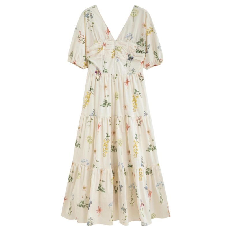Floral V-Neck Cotton A-Line Dress – Summer Country Concert Outfit