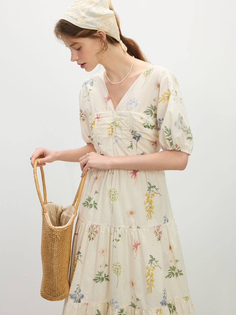 Floral V-Neck Cotton A-Line Dress – Summer Country Concert Outfit - Image 4