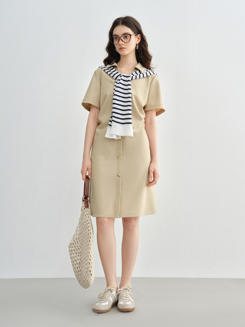 Plus Size V-Neck Button Shirt Dress for Women - Summer Casual Mid-Calf Fit - Image 3