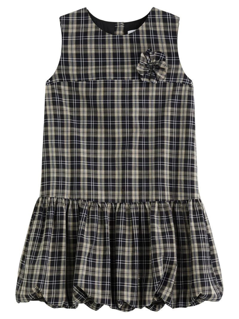 Summer Plaid Sleeveless A-Line Mini Dress with 3D Flower Detail - Image 6