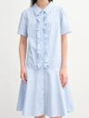 Ruffled decorative plaid shirt dress