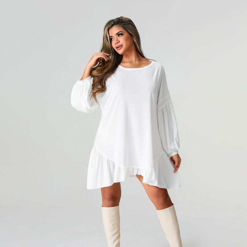 Women's Loose Sweatshirt Maternity Dress with Ruffled Hem - Image 5