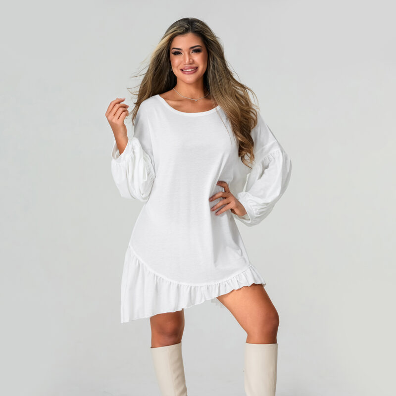 Women's Loose Sweatshirt Maternity Dress with Ruffled Hem