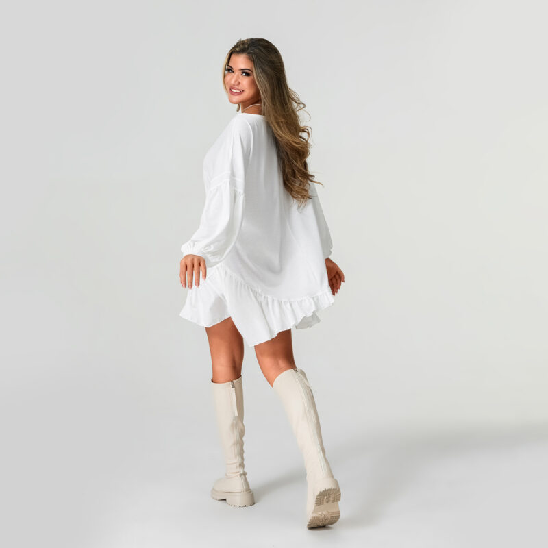 Women's Loose Sweatshirt Maternity Dress with Ruffled Hem - Image 4