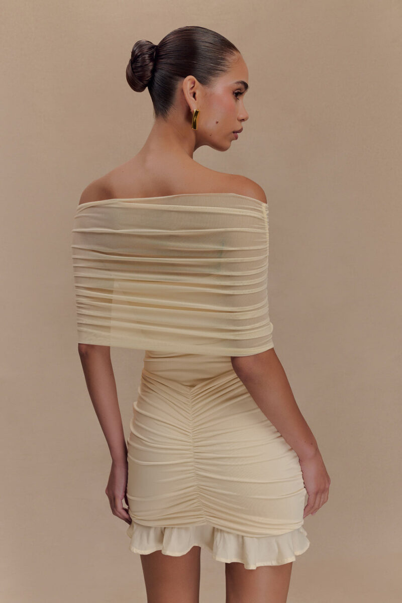 Summer Off The Shoulder Mini Bodycon Mesh Dress - Image 5