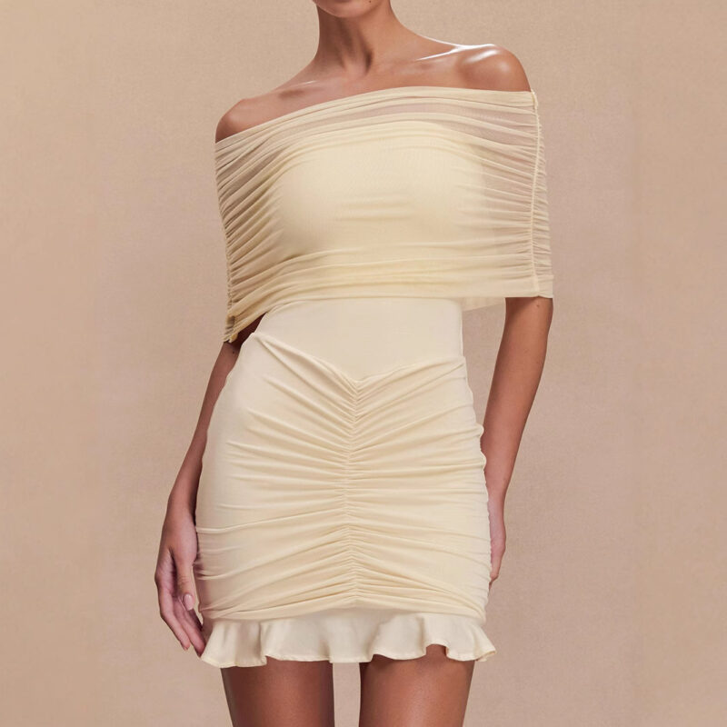 Summer Off The Shoulder Mini Bodycon Mesh Dress
