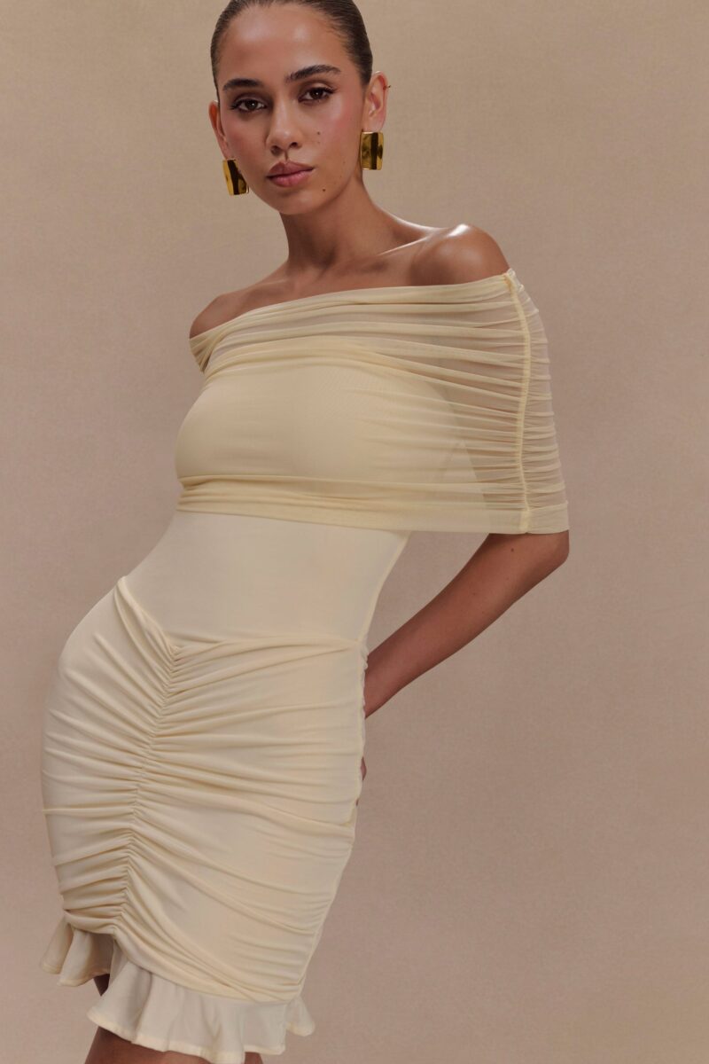 Summer Off The Shoulder Mini Bodycon Mesh Dress - Image 3