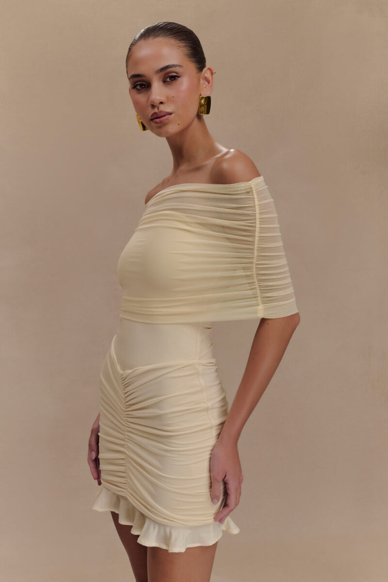 Summer Off The Shoulder Mini Bodycon Mesh Dress - Image 6