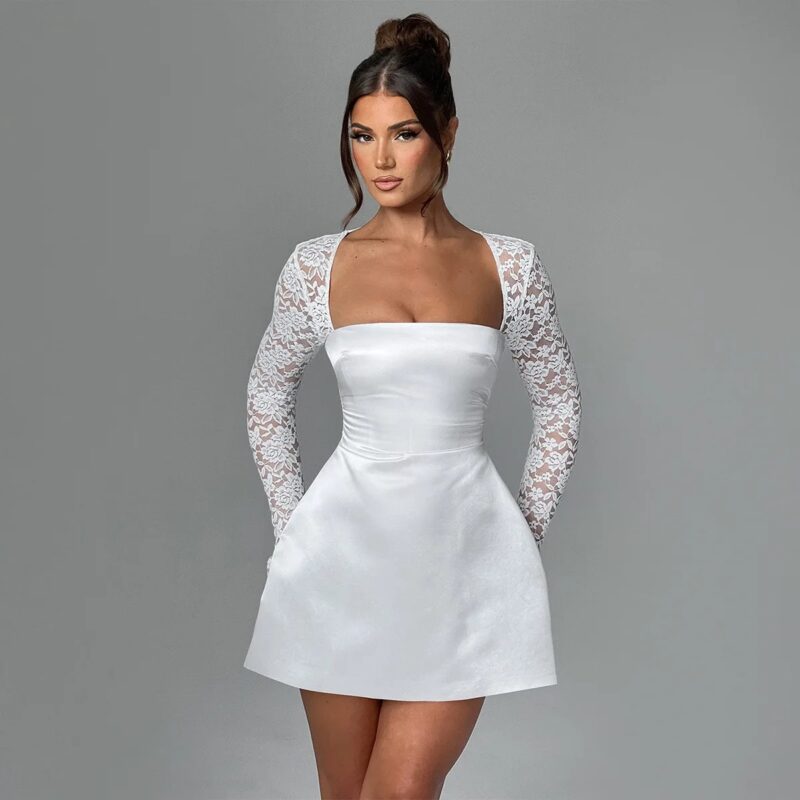 Summer Lace Sleeve A-Line Mini Dress for Women - Image 7