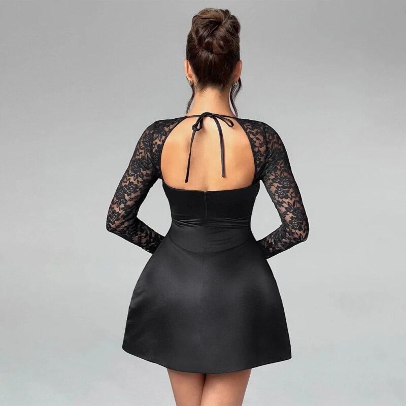 Summer Lace Sleeve A-Line Mini Dress for Women - Image 4