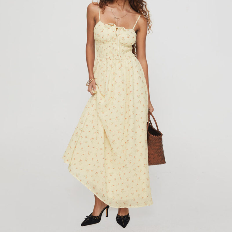 Women's Boho Floral Spaghetti Strap Maxi Dress