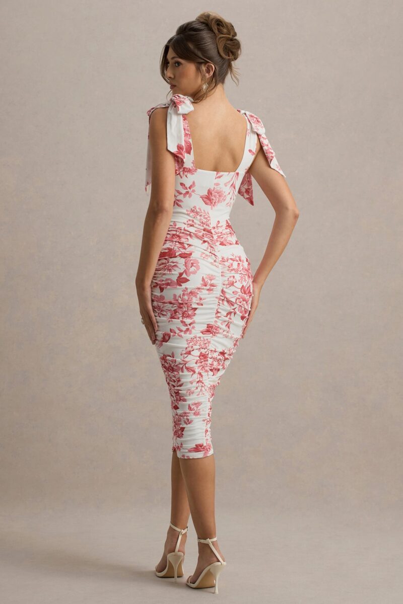Floral Print Backless Bodycon Maxi Dress with Spaghetti Straps - Image 4
