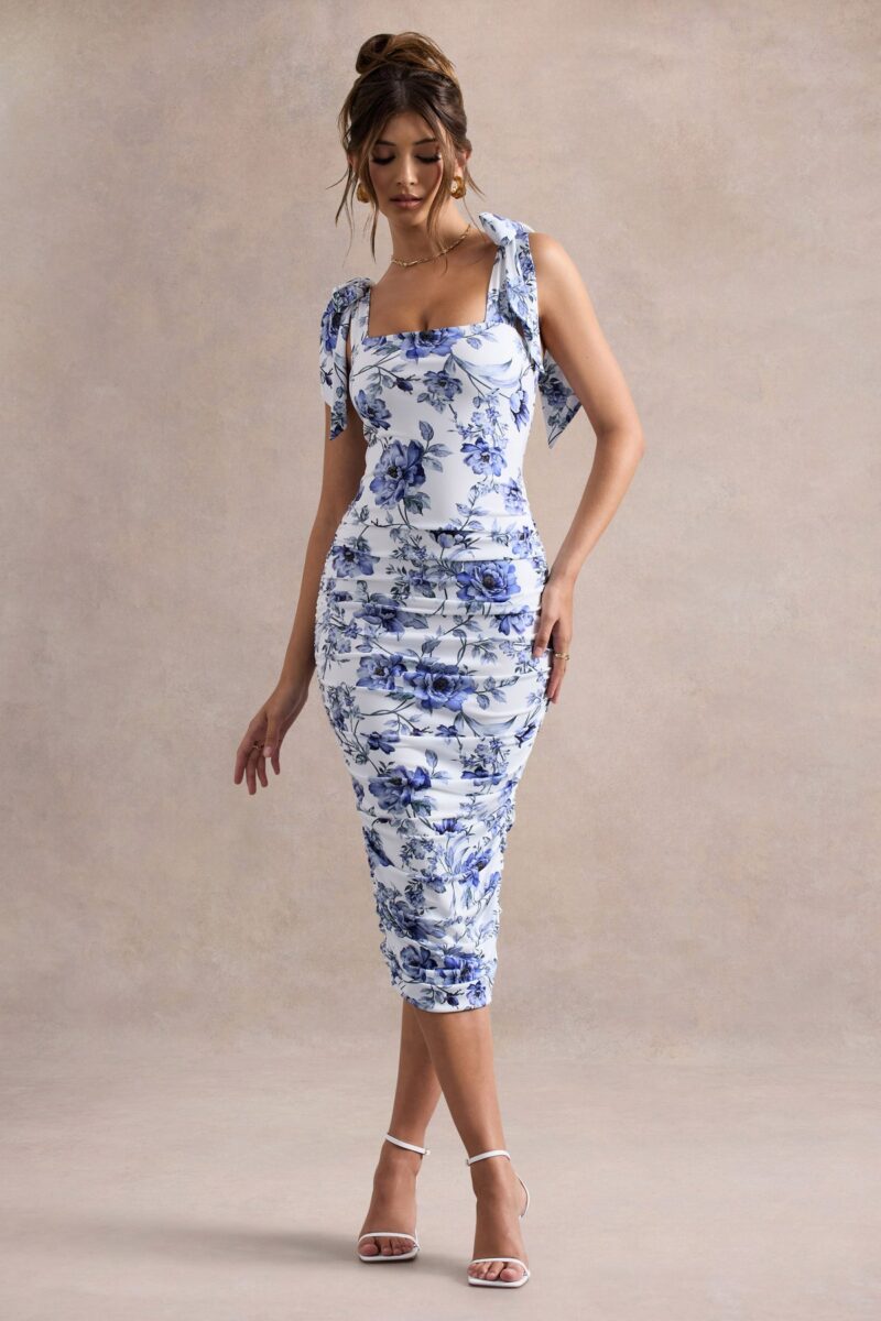 Floral Print Backless Bodycon Maxi Dress with Spaghetti Straps - Image 6