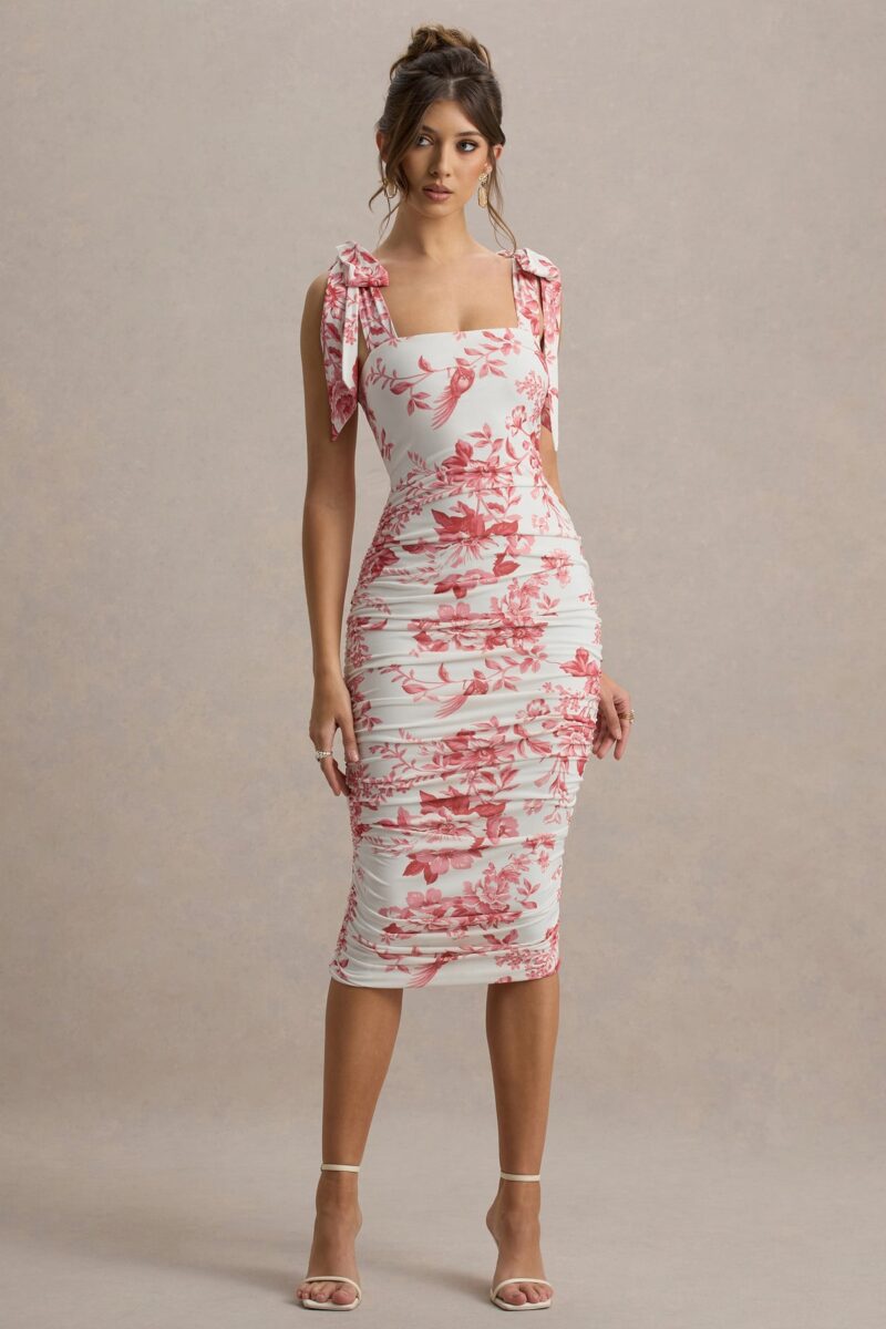 Floral Print Backless Bodycon Maxi Dress with Spaghetti Straps - Image 2