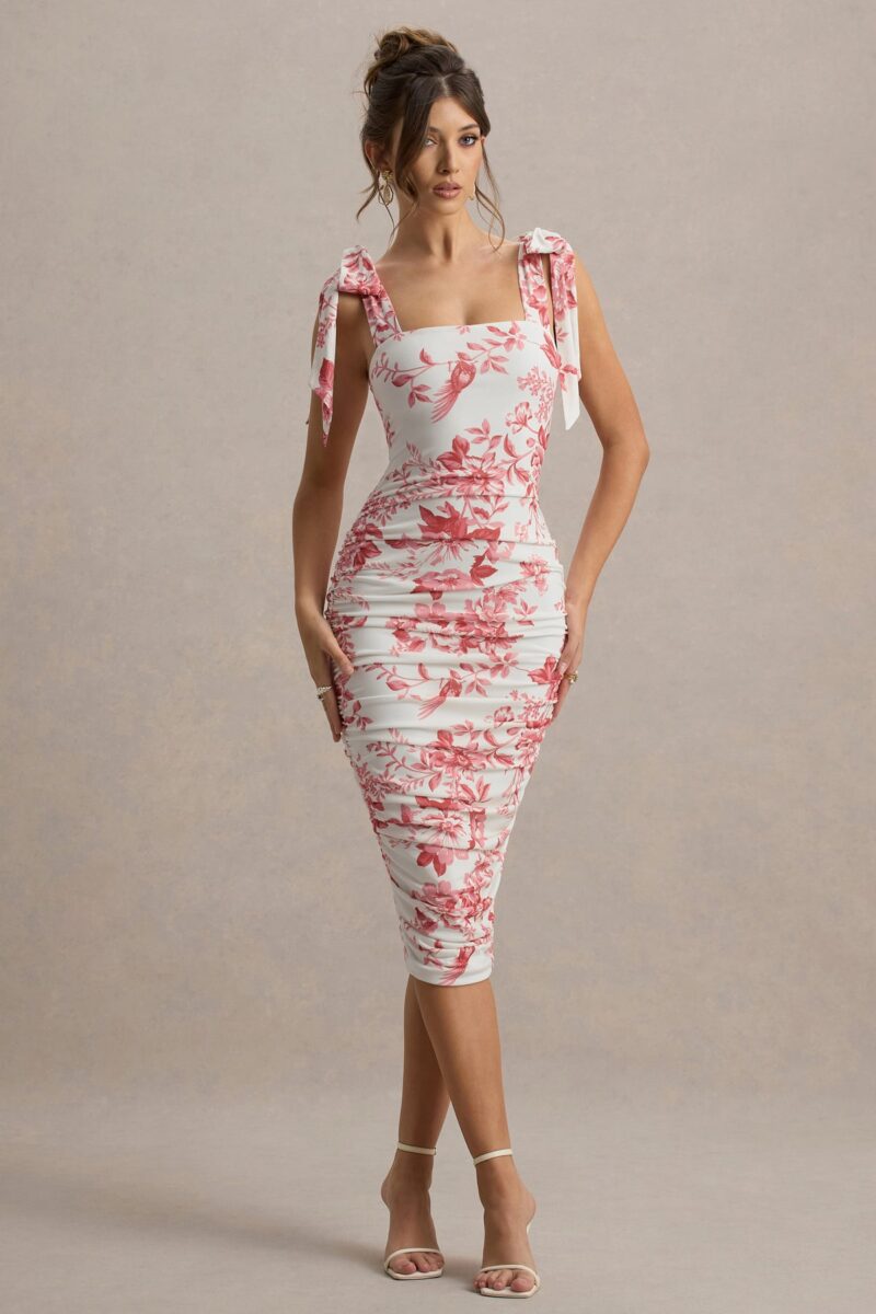 Floral Print Backless Bodycon Maxi Dress with Spaghetti Straps - Image 3