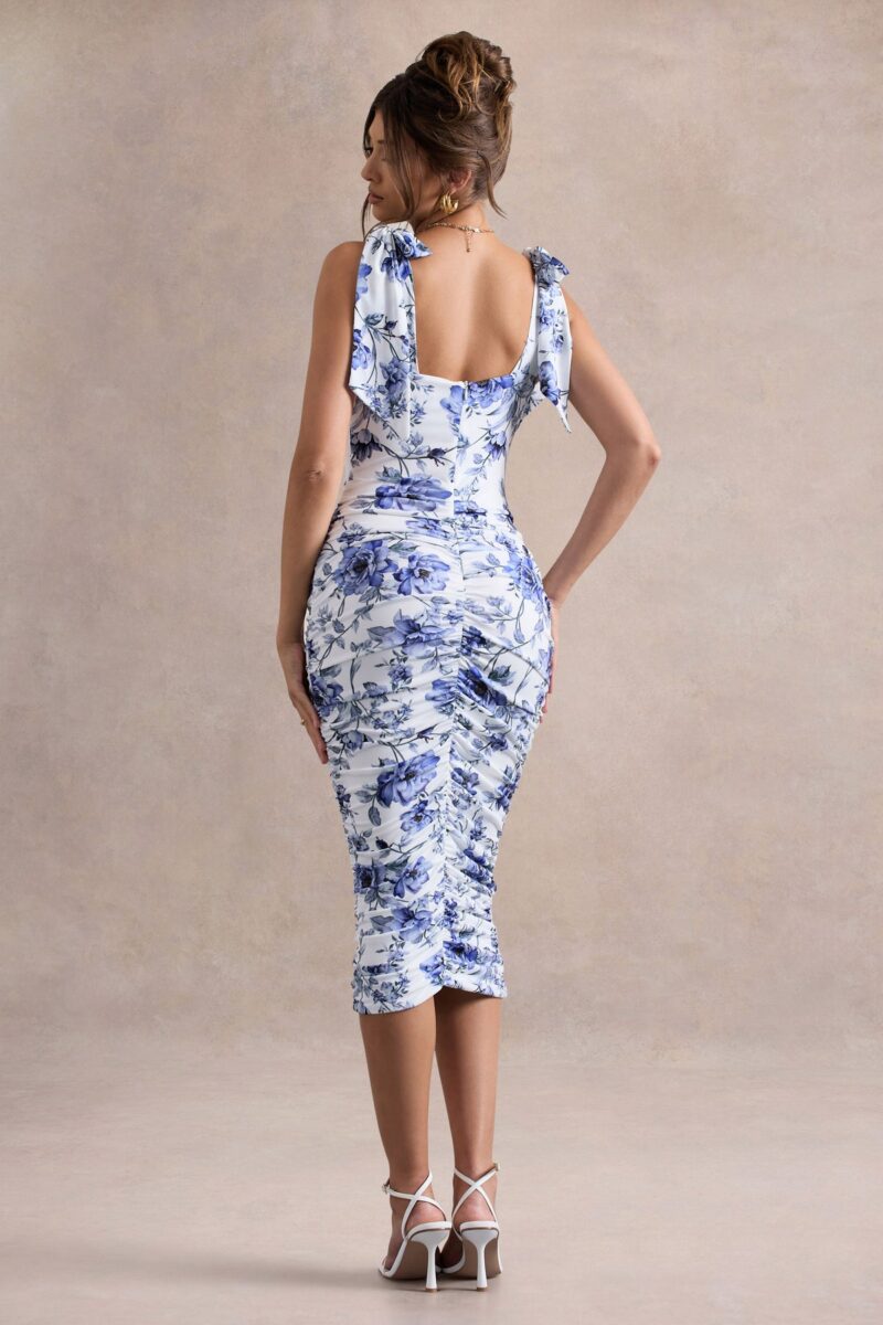 Floral Print Backless Bodycon Maxi Dress with Spaghetti Straps - Image 7